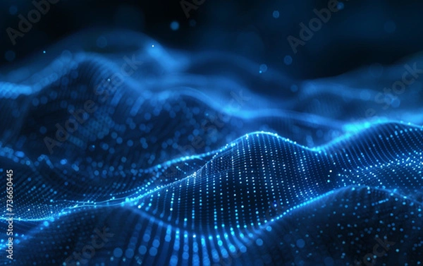 Fototapeta Abstract Waving Particle Technology Background Design. Abstract wave moving dots flow particles