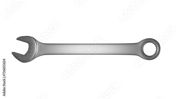 Fototapeta Metal wrench isolated on transparent and white background. Wrench concept. 3D render