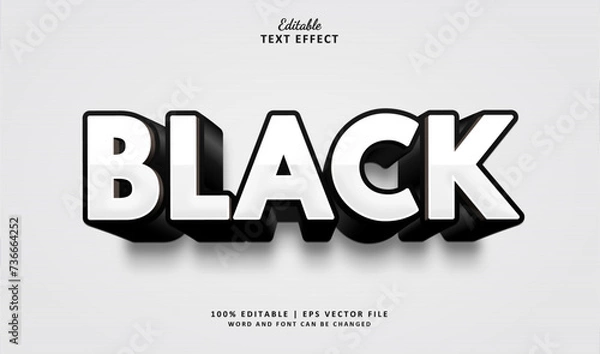 Fototapeta Black editable text effect style 3d Bold Simple & Minimal 
