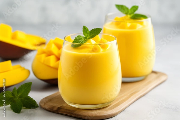 Fototapeta Mango Lassi With Lemon Balm