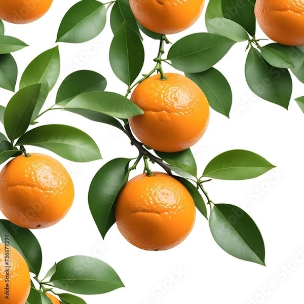 Obraz tangerines with leaves isolated on white