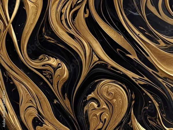 Obraz black background with golden splashes