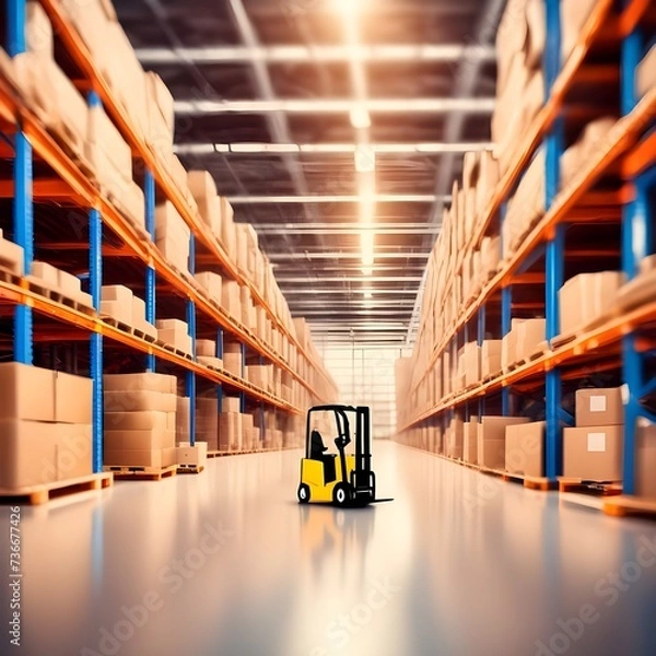 Obraz forklift in warehouse
