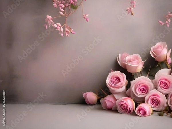 Obraz pink roses on a wall background