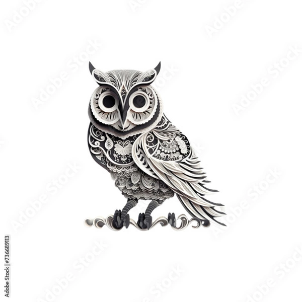 Obraz Nocturnal Wisdom Owl Illustration, No Background