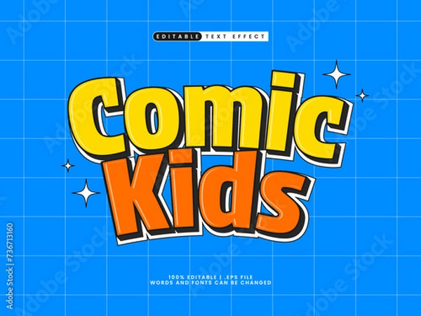 Obraz comic kids editable text effect style