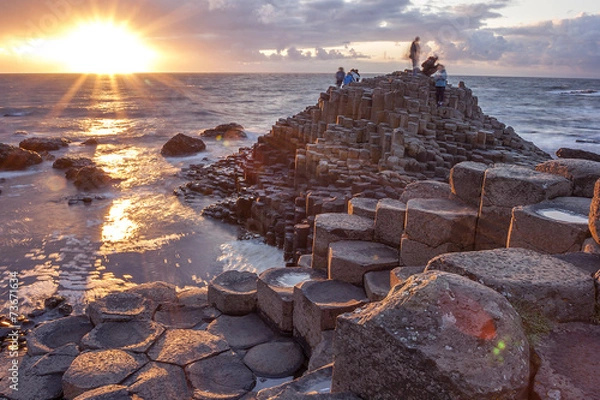 Obraz Sunset at Giant s causeway