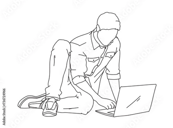 Obraz Man, Boy Line Drawing Ai, EPS, SVG, PNG, JPG zip file