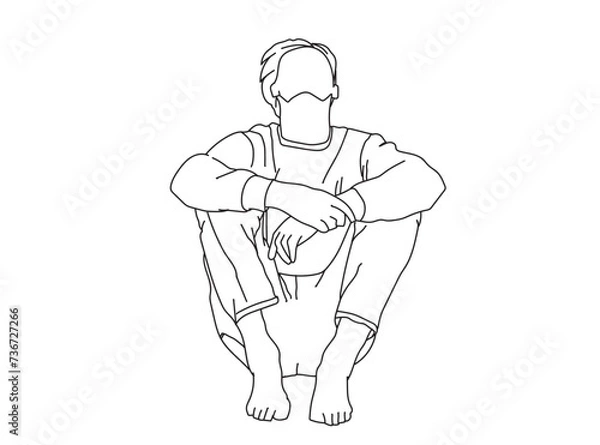 Obraz Man, Boy Line Drawing Ai, EPS, SVG, PNG, JPG zip file