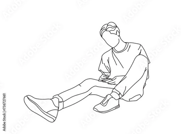 Obraz Man, Boy Line Drawing Ai, EPS, SVG, PNG, JPG zip file