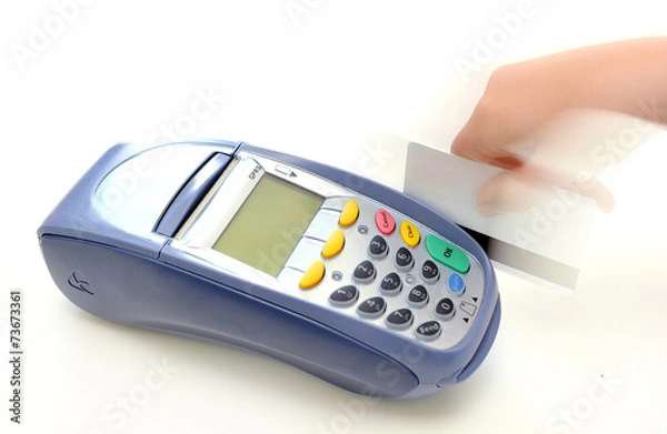 Obraz EFTPOS machine with a credit card being swiped.