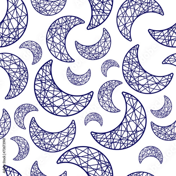 Fototapeta eamless pattern crescent of threads in the night sky