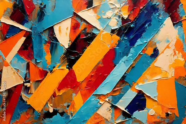 Fototapeta geometryczne kształty teksturowane kolorowe abstrakcyjne tło malarstwa olejnego, abstrakcyjny ekspresjonizm