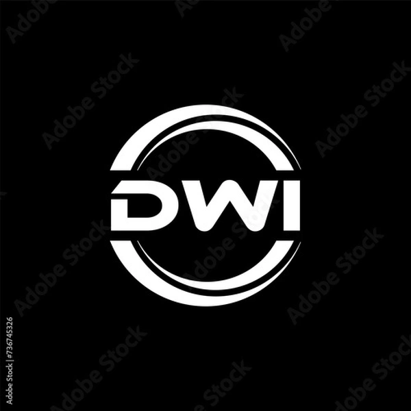 Fototapeta DWI letter logo design with black background in illustrator, vector logo modern alphabet font overlap style. calligraphy designs for logo, Poster, Invitation, etc.