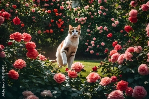 Obraz cat and flowers