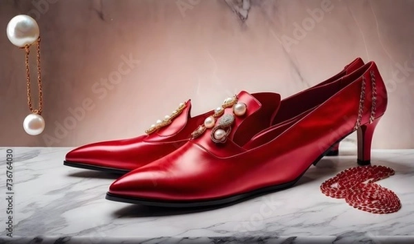Obraz red shoes and rose