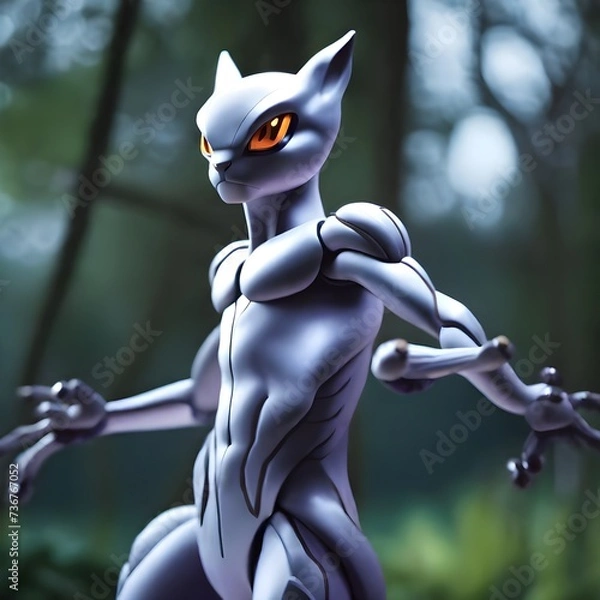 Obraz black and white cat on white