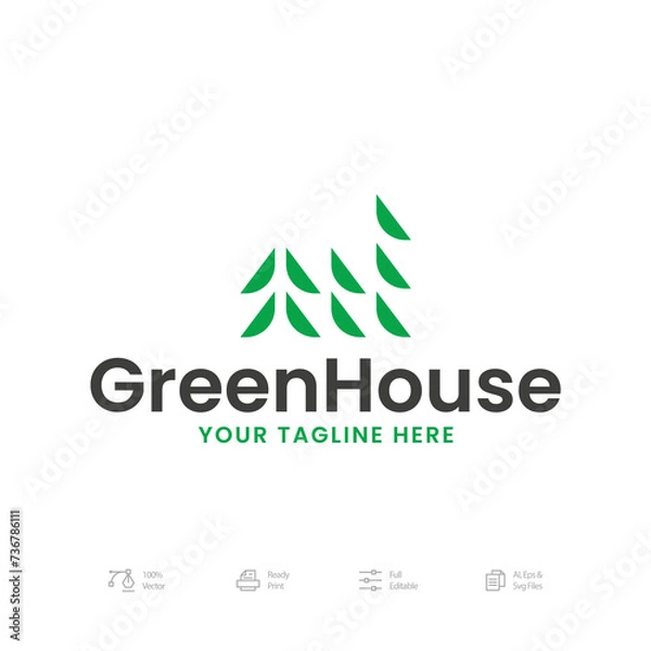 Obraz Minimal Flat Green House Logo Template