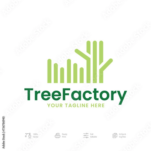 Obraz Rounded Tree Factory Logo Template