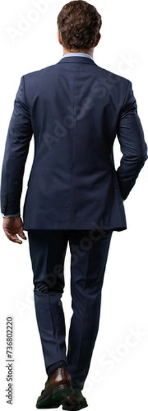 Obraz realistic business man walking back view isolated