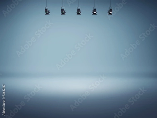 Obraz Blue spotlight background with lamps