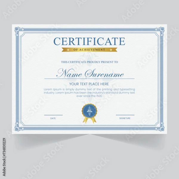 Fototapeta Editable Retro Classic Vector Certificate Design
