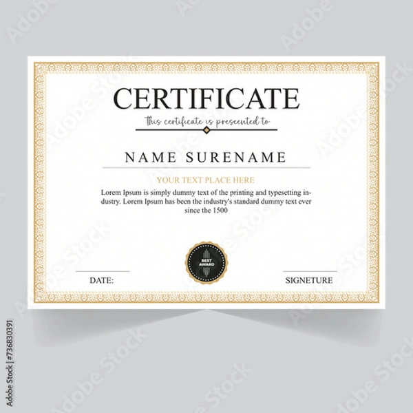 Fototapeta Editable Retro Classic Vector Certificate Design