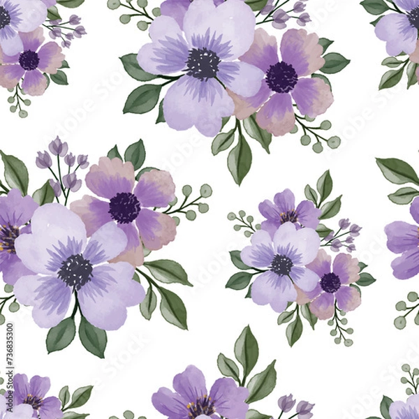 Fototapeta purple bouquet seamless pattern