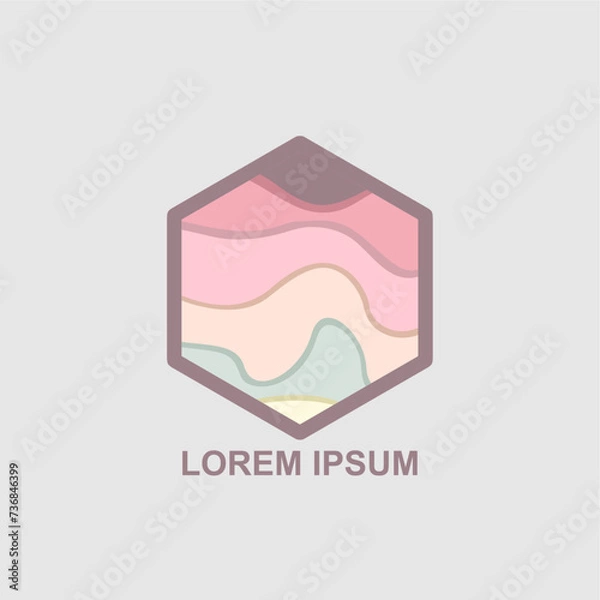 Fototapeta Hexagon logo design template. Colorful abstract vector icon.