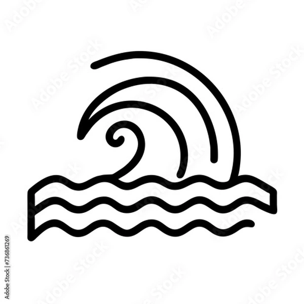 Fototapeta Waves icon, ocean waves vector, waves thin line icon
