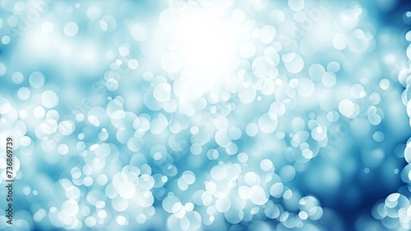Obraz Tranquil blue and white bokeh background 