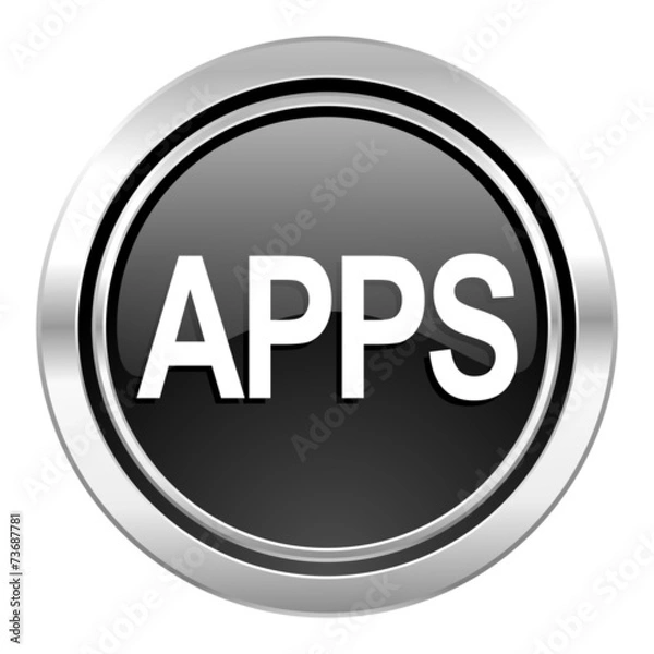 Fototapeta apps icon, black chrome button
