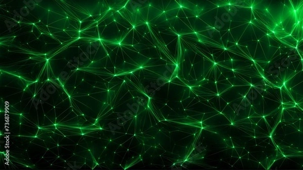 Obraz Futuristic technology nodes pattern in black and green abstract design 