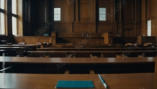 Obraz Empty wood interior courtroom without any text