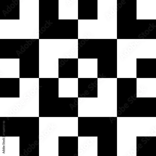 Fototapeta Geometric seamless black and white pattern
