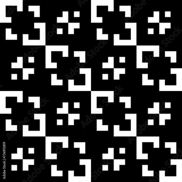 Fototapeta Geometric seamless black and white pattern