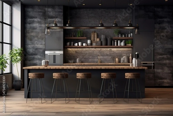 Obraz ideas for kitchen space including chairs, washing place, tap, lamp, chairs, kitchen cupboards, dining table that are simple and minimalist but still give a clean and elegant impression.