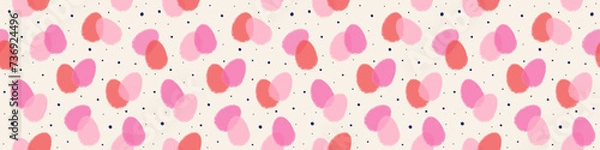 Fototapeta Modern Easter pattern with colourful eggs. Banner design. Panoramic header. Vector illustration