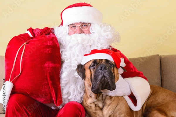 Obraz Santa Claus with dog