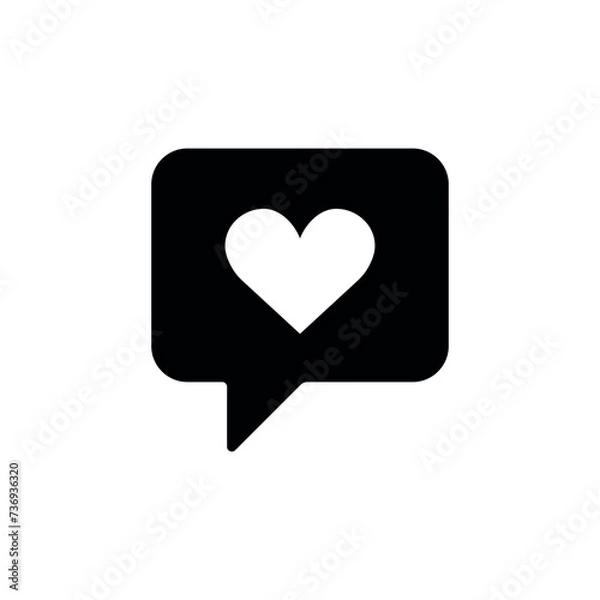 Obraz Love chat icon vector illustration. Heart in bubble on isolated background. Speech bubble concept.