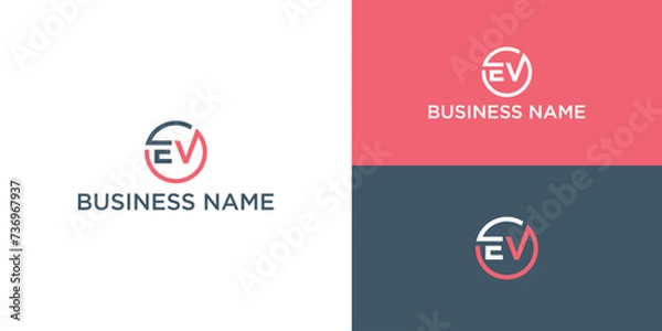 Obraz Letter e v Logo Design, Creative Minimal e and v Monogram