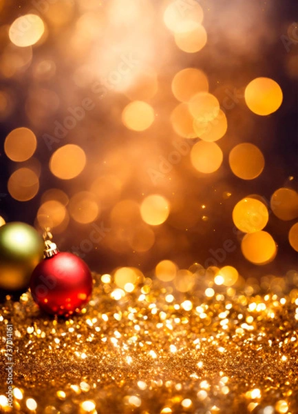 Fototapeta beautiful christmas shiny decor. Selective focus.