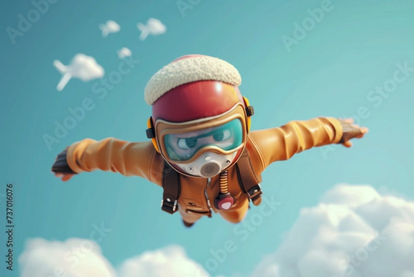 Fototapeta Flying game character background 3d stylish wallpaper illustration	