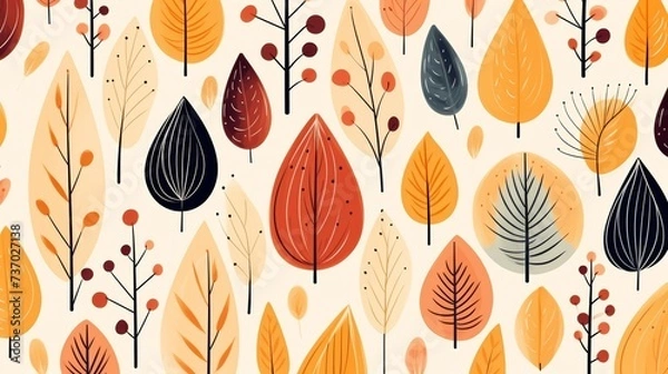 Fototapeta Autumn Leaf Background, Vector Style