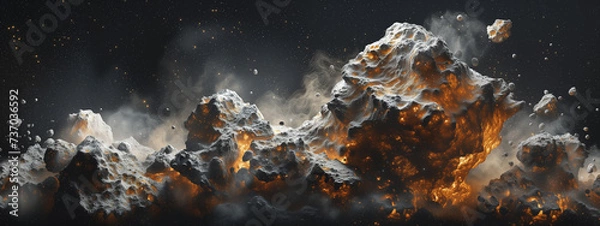 Obraz Massive asteroid field in space.