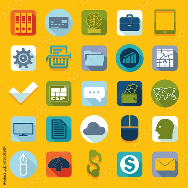 Obraz Set of business flat icons
