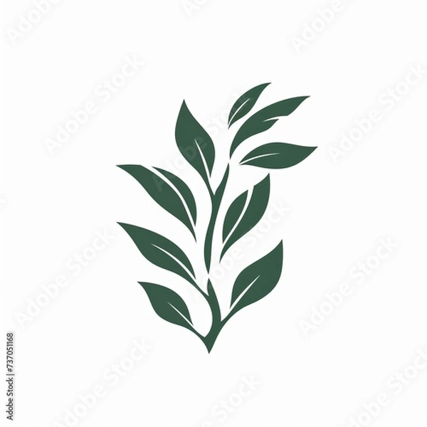 Fototapeta Eco-Friendly Green Leaf Logo: A Minimalistic and Natural Design Concept