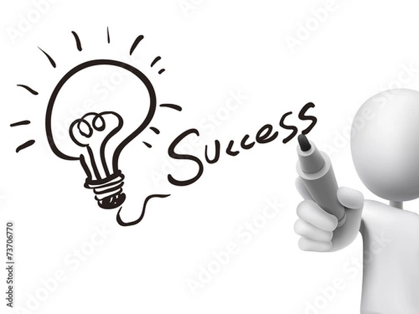 Obraz success word written by 3d man