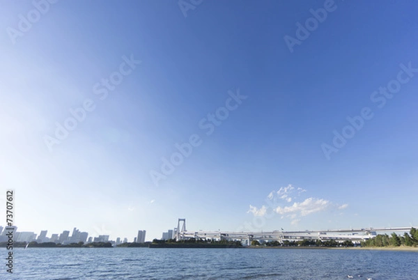 Fototapeta お台場海浜公園から望むレンボーブリッジと東京都心全景