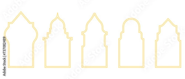 Fototapeta Islamic building with Arabic architecture arches shape Ramadan decoration illustration vector
